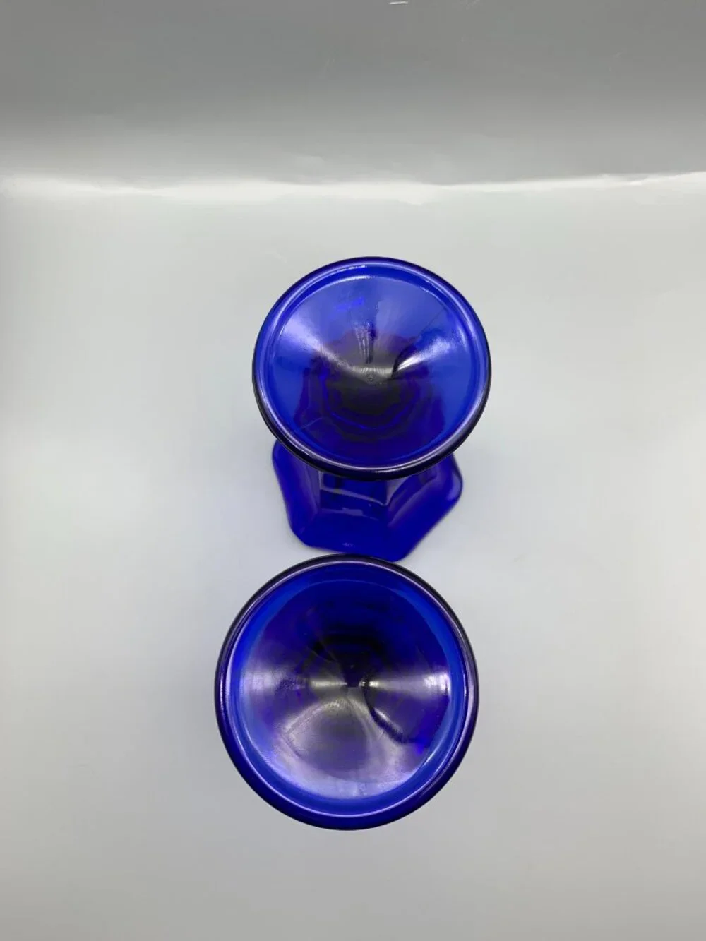 Set of 2 Anchor Hocking Cobalt Blue Tulip Shaped Glass Sundae Cups